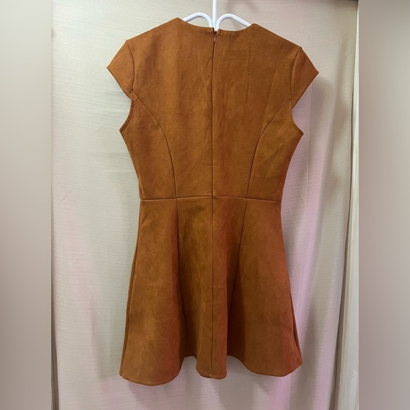 🔴 Kivenst Brown Faux Suede Lace-Up Front Dress Size Medium Bohemian Style - Picture 6 of 7